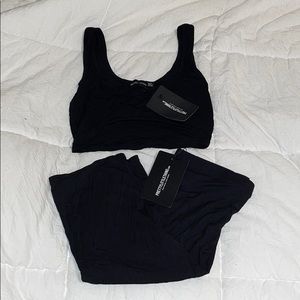 Black Biker Shorts & Cropped Scoop Neck Tank Set
